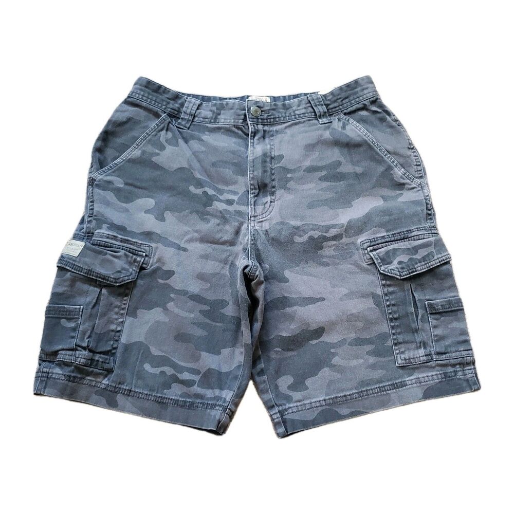 Redhead Camouflage Stretch Size 32 Mens 9.5" Cargo Shorts Black Gray Outdoors